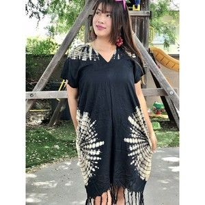 Womens Handmade Tie Dye Beach  Wear Boho Hippie Black Color Unique Design